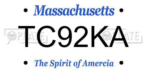 TC92KA Massachusetts License Plate