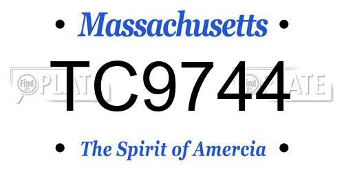 TC9744 Massachusetts License Plate