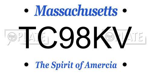 TC98KV Massachusetts License Plate