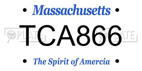 TCA866 Massachusetts License Plate