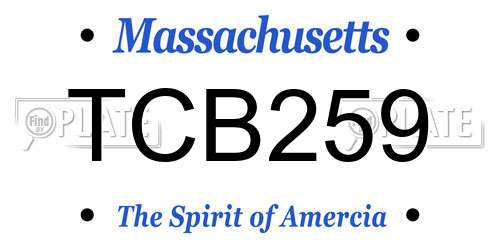 TCB259 Massachusetts License Plate