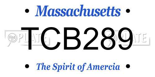 TCB289 Massachusetts License Plate