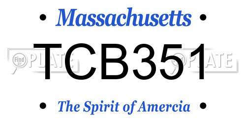 TCB351 Massachusetts License Plate