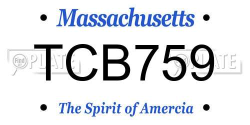 TCB759 Massachusetts License Plate