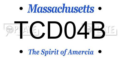 TCD04B Massachusetts License Plate