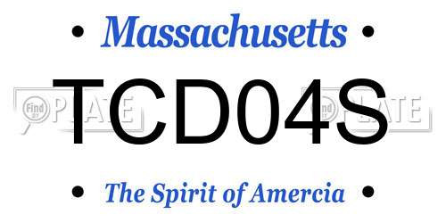 TCD04S Massachusetts License Plate