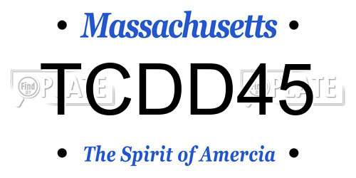 TCDD45 Massachusetts License Plate