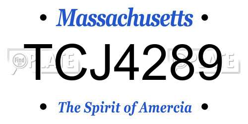 TCJ4289 Massachusetts License Plate