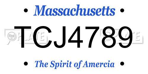 TCJ4789 Massachusetts License Plate