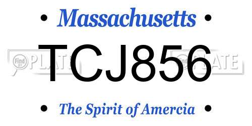 TCJ856 Massachusetts License Plate