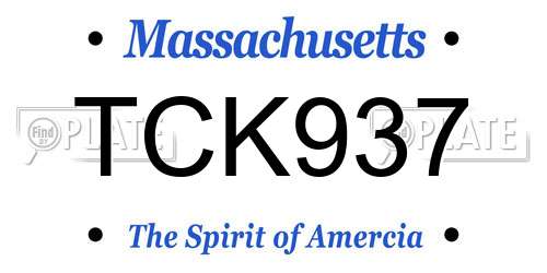 TCK937 Massachusetts License Plate