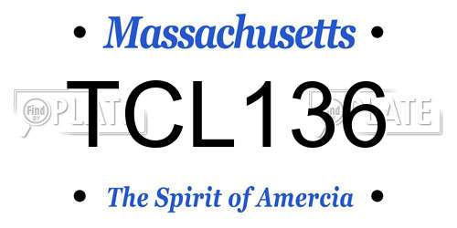 TCL136 Massachusetts License Plate