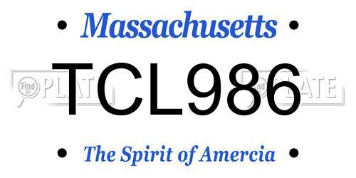 TCL986 Massachusetts License Plate