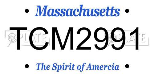TCM2991 Massachusetts License Plate
