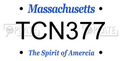 TCN377 Massachusetts License Plate