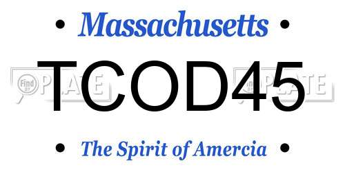 TCOD45 Massachusetts License Plate