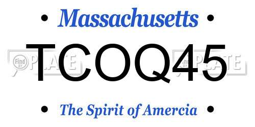 TCOQ45 Massachusetts License Plate