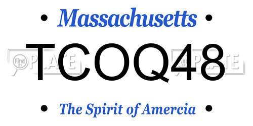 TCOQ48 Massachusetts License Plate