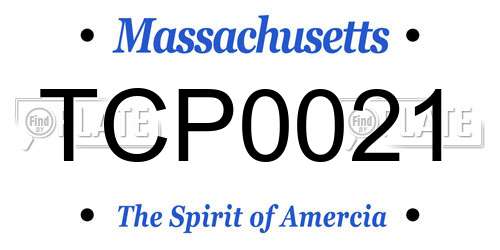 TCP0021 Massachusetts License Plate