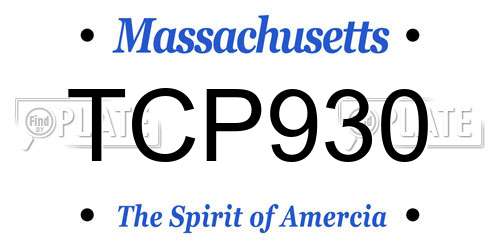 TCP930 Massachusetts License Plate