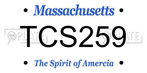TCS259 Massachusetts License Plate