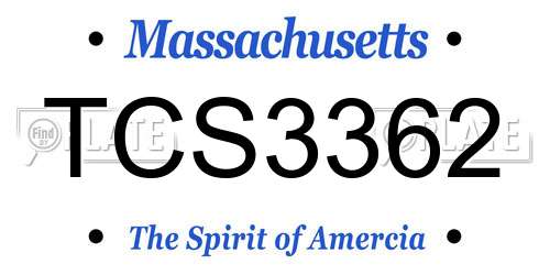 TCS3362 Massachusetts License Plate