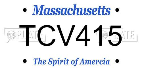 TCV415 Massachusetts License Plate