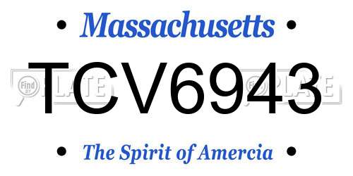 TCV6943 Massachusetts License Plate