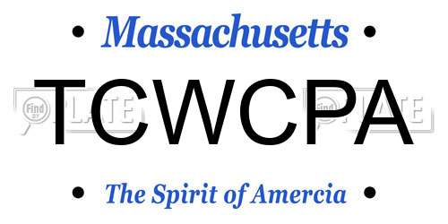 TCWCPA Massachusetts License Plate