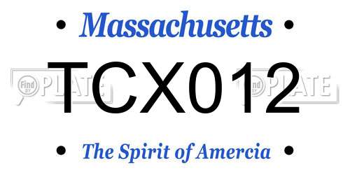 TCX012 Massachusetts License Plate
