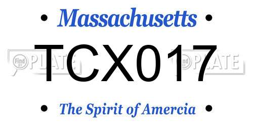 TCX017 Massachusetts License Plate