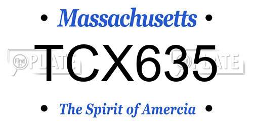 TCX635 Massachusetts License Plate