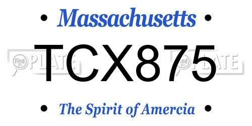 TCX875 Massachusetts License Plate
