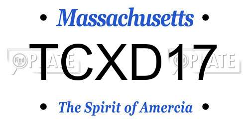 TCXD17 Massachusetts License Plate