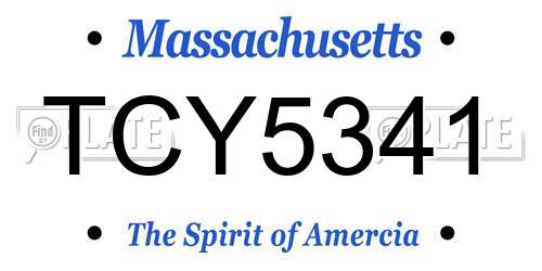 TCY5341 Massachusetts License Plate