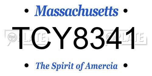 TCY8341 Massachusetts License Plate