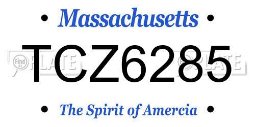 TCZ6285 Massachusetts License Plate