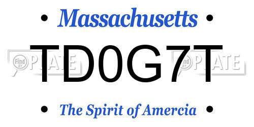 TD0G7T Massachusetts License Plate