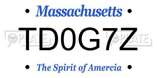 TD0G7Z Massachusetts License Plate