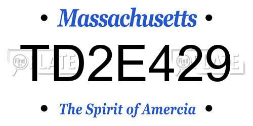 TD2E429 Massachusetts License Plate