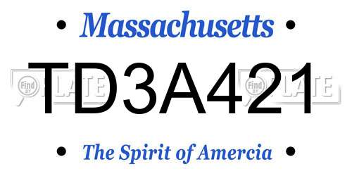 TD3A421 Massachusetts License Plate