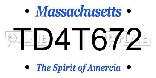 TD4T672 Massachusetts License Plate