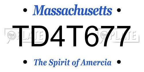 TD4T677 Massachusetts License Plate