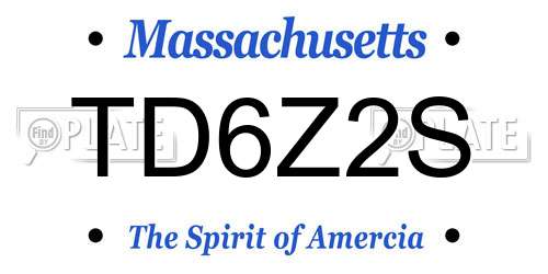 TD6Z2S Massachusetts License Plate