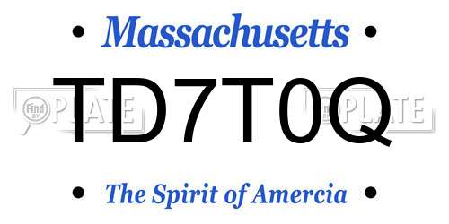 TD7T0Q Massachusetts License Plate