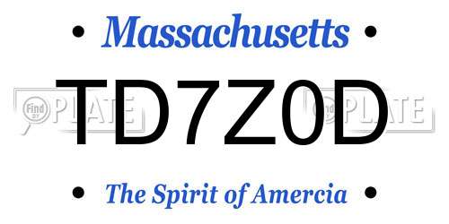 TD7Z0D Massachusetts License Plate