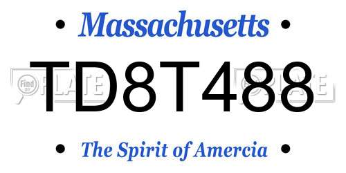 TD8T488 Massachusetts License Plate