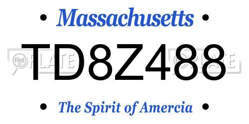 TD8Z488 Massachusetts License Plate