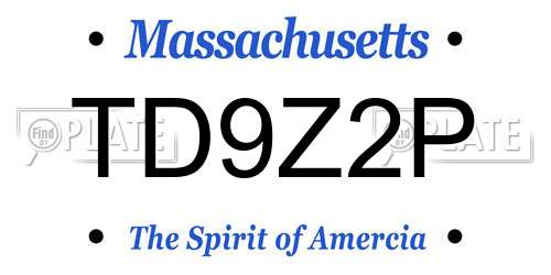 TD9Z2P Massachusetts License Plate