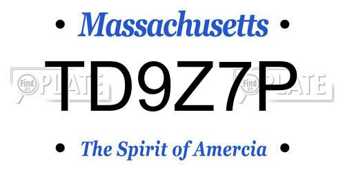 TD9Z7P Massachusetts License Plate